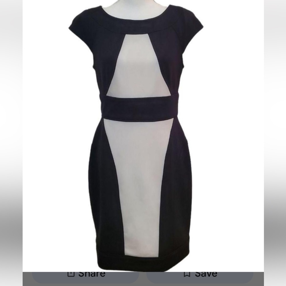 EUC Maggy London Black and Cream Dress 
Size 14